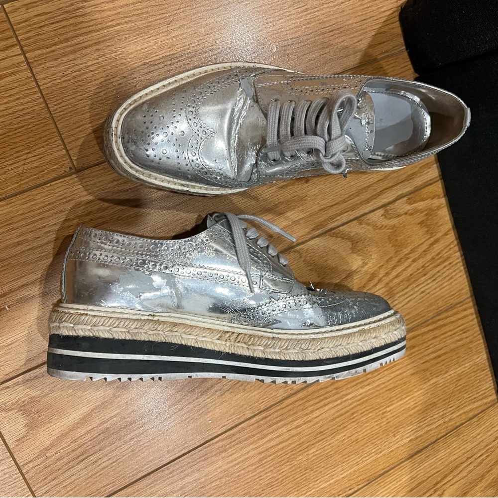 Authentic Prada Silver Platform Shoes - Picture 2 of 4